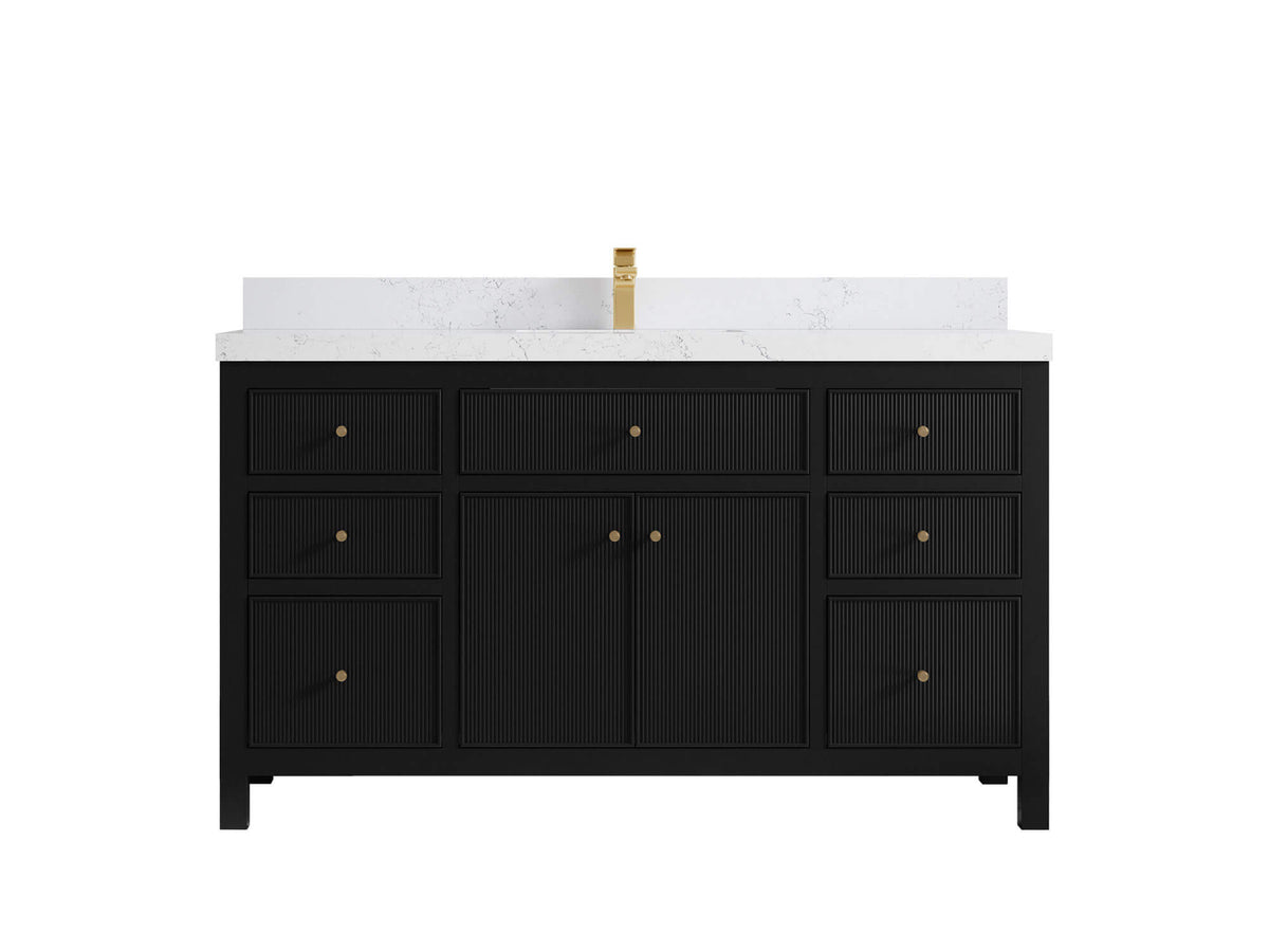 Sonoma 60 in W x 22 in D Free Standing Reeded Single Sink Bathroom Vanity