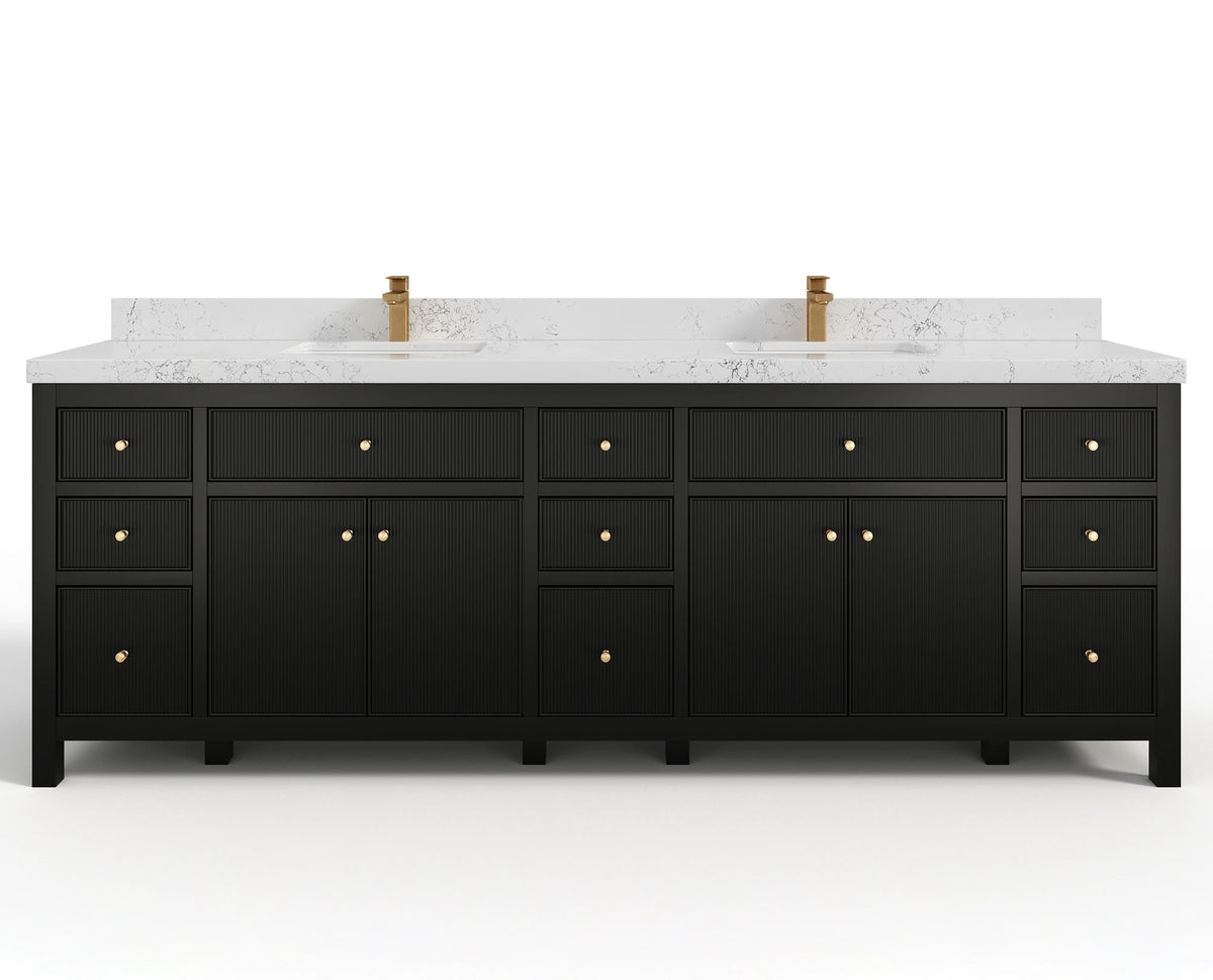 Sonoma 96 in W x 22 in D Free Standing Reeded Double Sink Bathroom Vanity