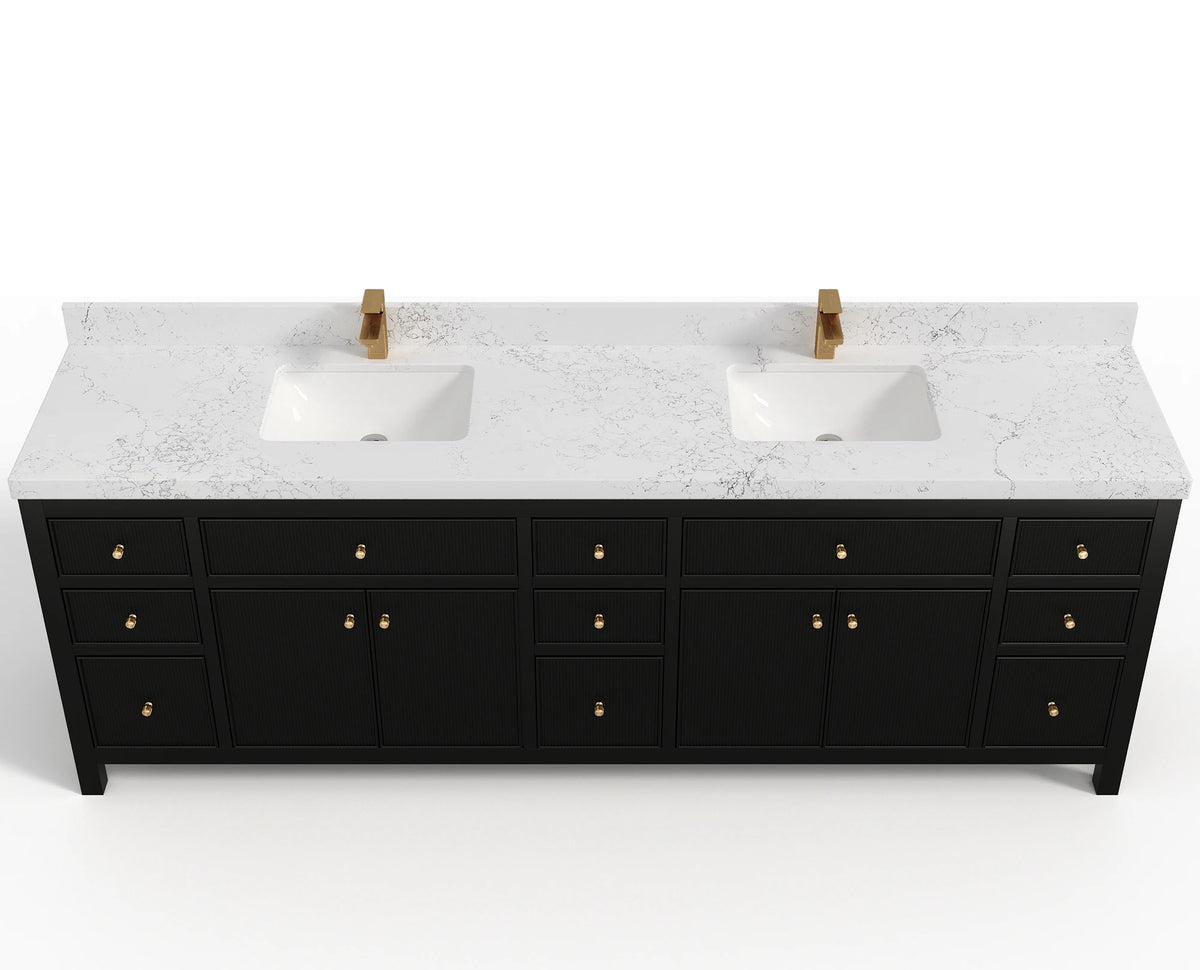 Sonoma 96 in W x 22 in D Free Standing Reeded Double Sink Bathroom Vanity