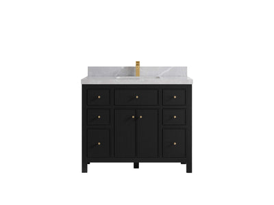 Sonoma 42 in. W x 22 in. D Single Sink Bathroom Vanity in Black with 2 in. Pearl Light Gray Quartz Countertop