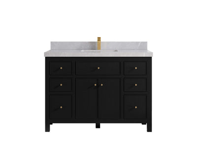 Sonoma 48 in. W x 22 in. D Single Sink Bathroom Vanity in Black with 2 in. Pearl Light Gray Quartz Countertop