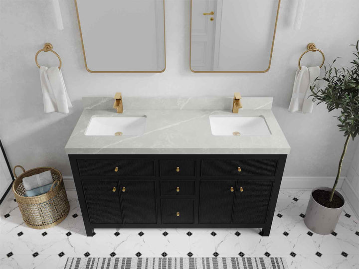 Sonoma 60 in W x 22 in D Free Standing Reeded Double Sink Bathroom Vanity - photo 38