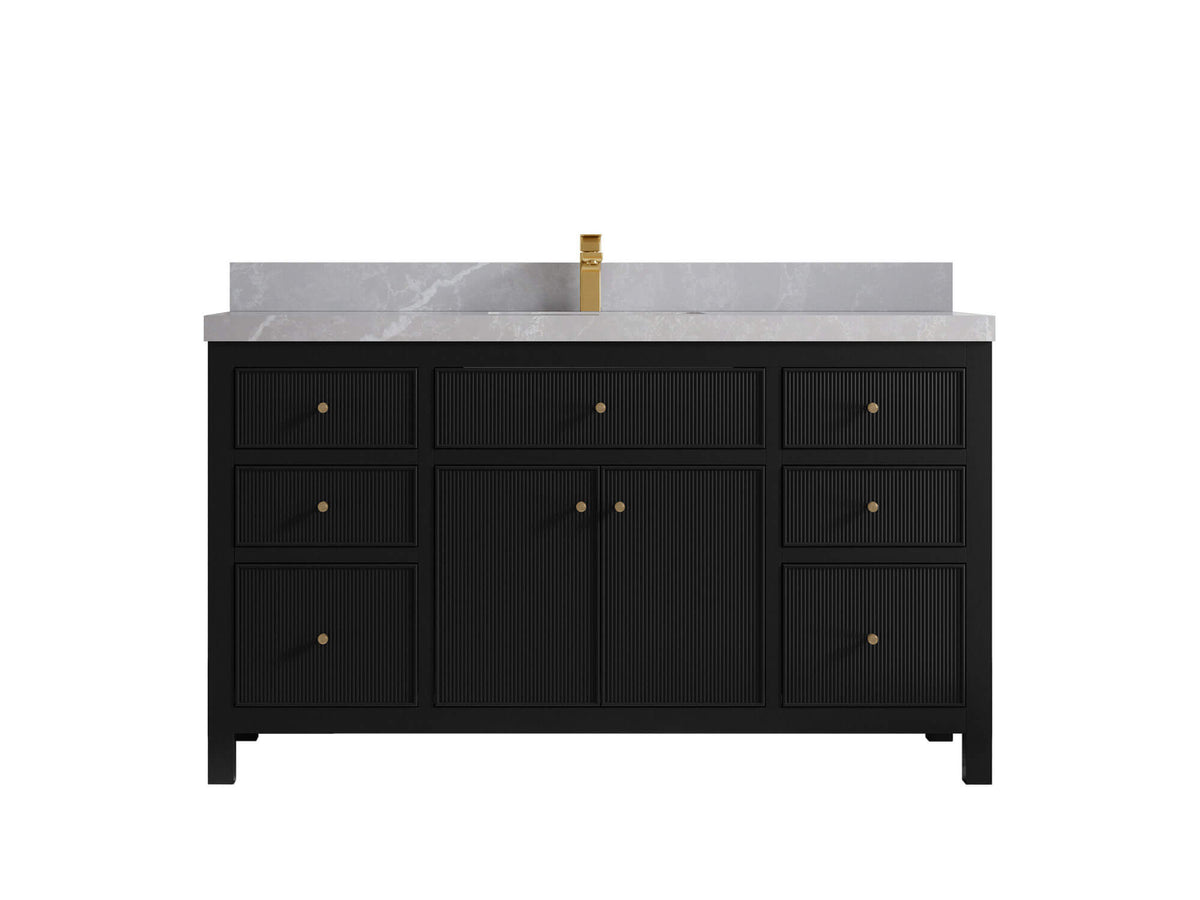 Sonoma 60 in W x 22 in D Free Standing Reeded Single Sink Bathroom Vanity