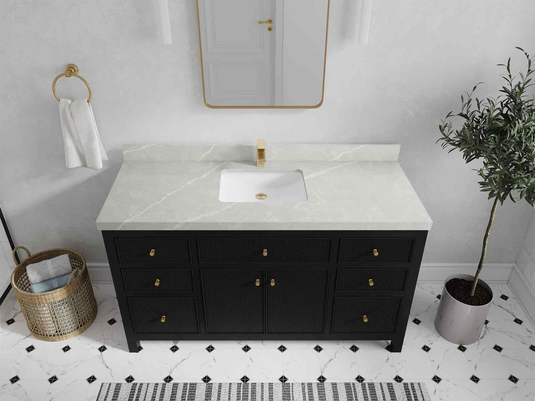 Sonoma 60 in W x 22 in D Free Standing Reeded Single Sink Bathroom Vanity | 
              
                Black
                
                  
             - SON_BLK_WHQZ_60S - photo №38