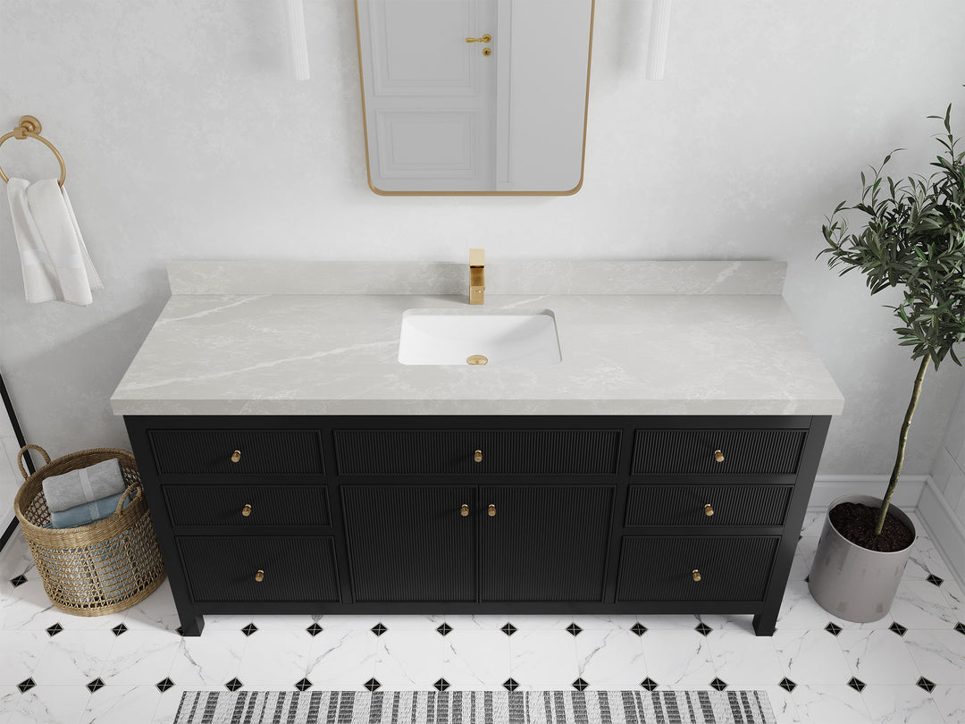 Sonoma 72 in W x 22 in D Free Standing Reeded Single Sink Bathroom Vanity