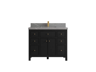 Sonoma 42 in. W x 22 in. D Single Sink Bathroom Vanity in Black with 2 in. Piatra Gray Quartz Countertop