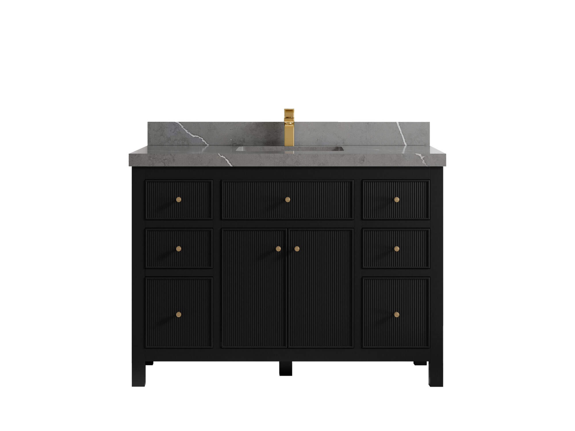 Sonoma 48 in. W x 22 in. D Single Sink Bathroom Vanity in Black with 2 in. Piatra Gray Quartz Countertop