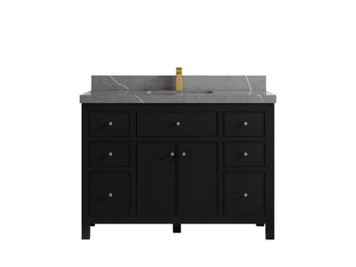 Sonoma 48 in. W x 22 in. D Single Sink Bathroom Vanity in Black with 2 in. Piatra Gray Quartz Countertop
