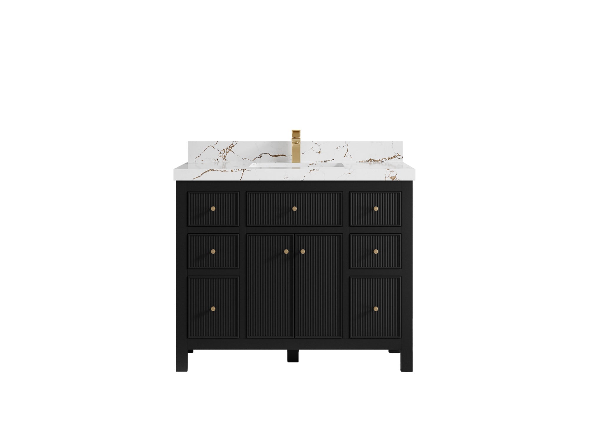 Sonoma 42 in. W x 22 in. D Single Sink Bathroom Vanity in Black with 2 in. Viola Brown Quartz Countertop