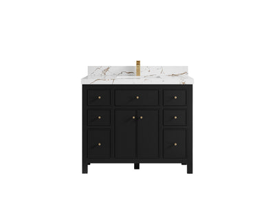 Sonoma 42 in. W x 22 in. D Single Sink Bathroom Vanity in Black with 2 in. Viola Brown Quartz Countertop