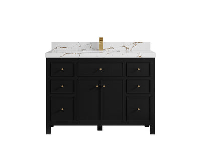 Sonoma 48 in. W x 22 in. D Single Sink Bathroom Vanity in Black with 2 in. Viola Brown Quartz Countertop