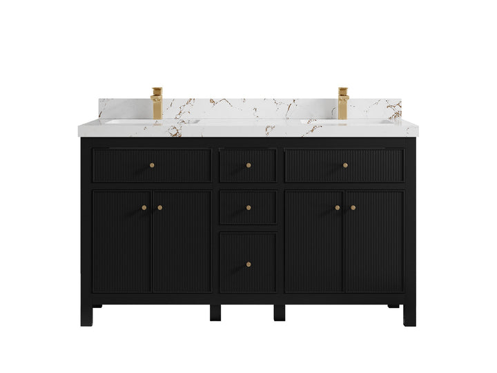 Sonoma 60 in W x 22 in D Free Standing Reeded Double Sink Bathroom Vanity - photo 21