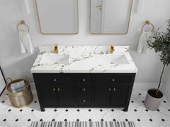 Sonoma 60 in W x 22 in D Free Standing Reeded Double Sink Bathroom Vanity - photo 41