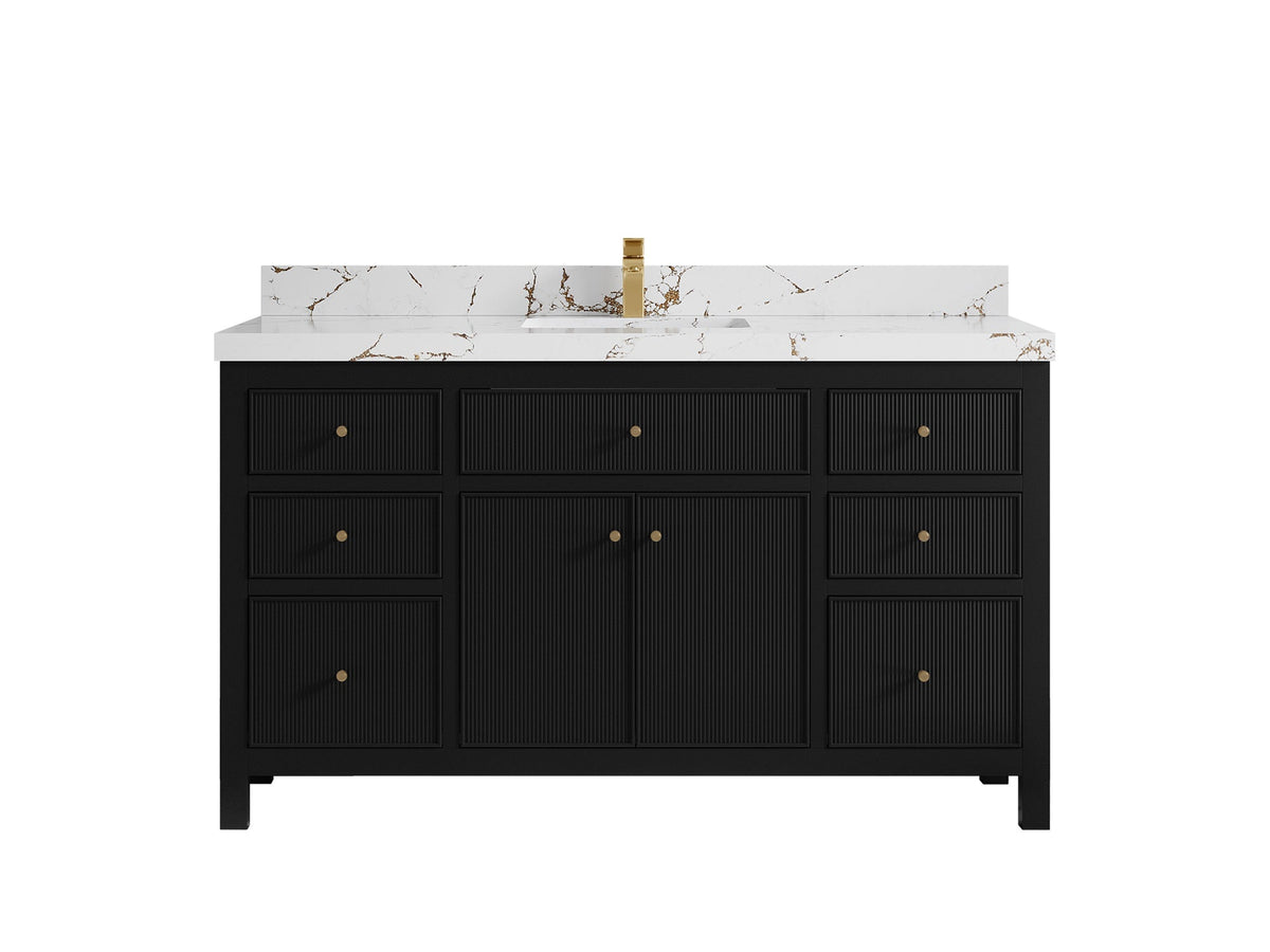 Sonoma 60 in W x 22 in D Free Standing Reeded Single Sink Bathroom Vanity