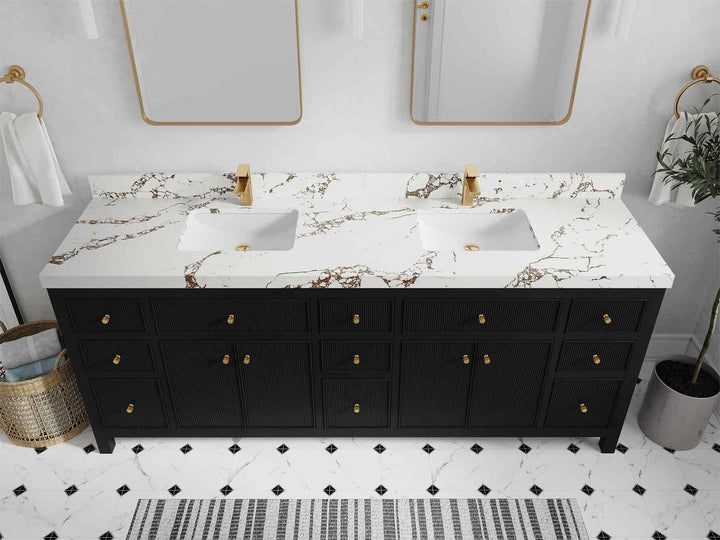 Sonoma 84 in W x 22 in D Free Standing Reeded Double Sink Bathroom Vanity - photo 38
