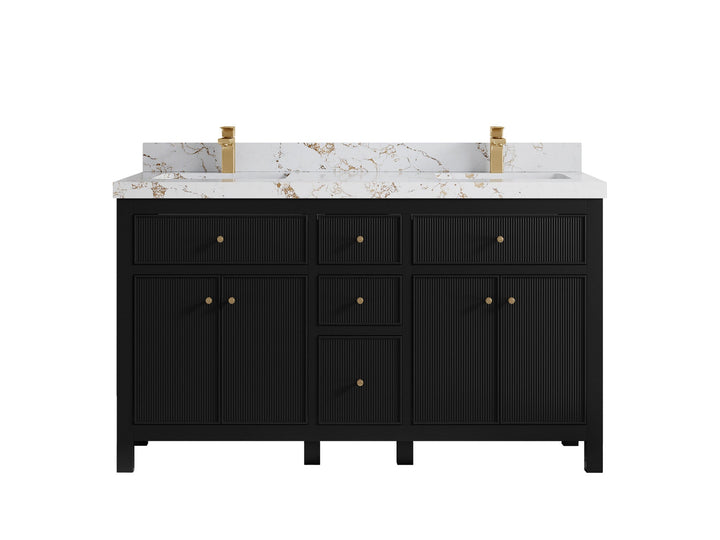 Sonoma 60 in W x 22 in D Free Standing Reeded Double Sink Bathroom Vanity - photo 22