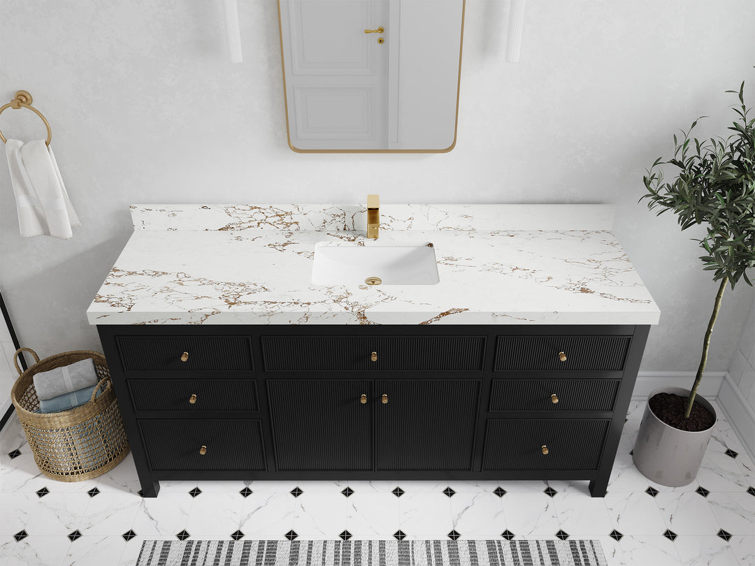 Sonoma 72 in W x 22 in D Free Standing Reeded Single Sink Bathroom Vanity