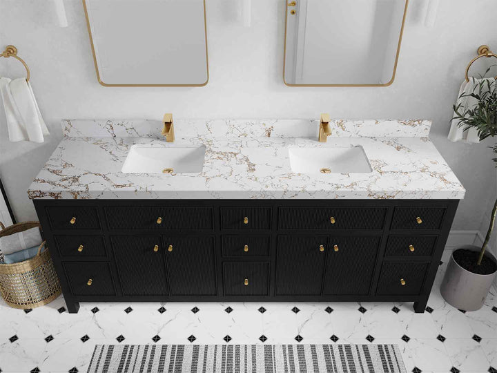 Sonoma 84 in W x 22 in D Free Standing Reeded Double Sink Bathroom Vanity - photo 40