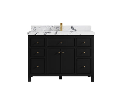 Sonoma 48 in. W x 22 in. D Single Sink Bathroom Vanity in Black with 2 in. Viola Night Quartz Countertop