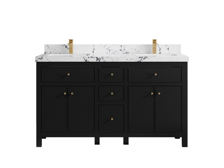 Sonoma 60 in W x 22 in D Free Standing Reeded Double Sink Bathroom Vanity - photo 23