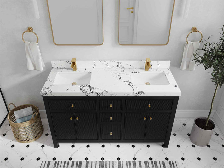 Sonoma 60 in W x 22 in D Free Standing Reeded Double Sink Bathroom Vanity - photo 43