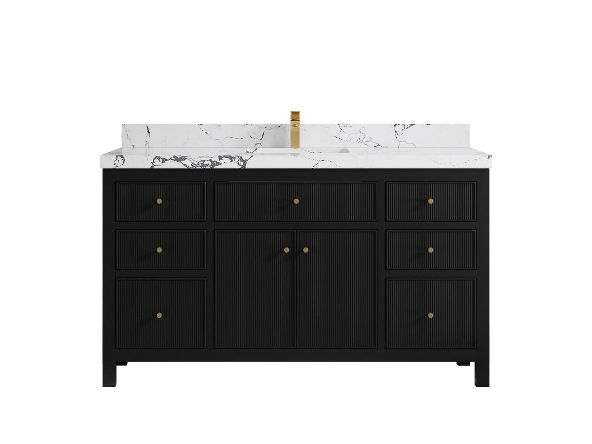 Sonoma 60 in W x 22 in D Free Standing Reeded Single Sink Bathroom Vanity