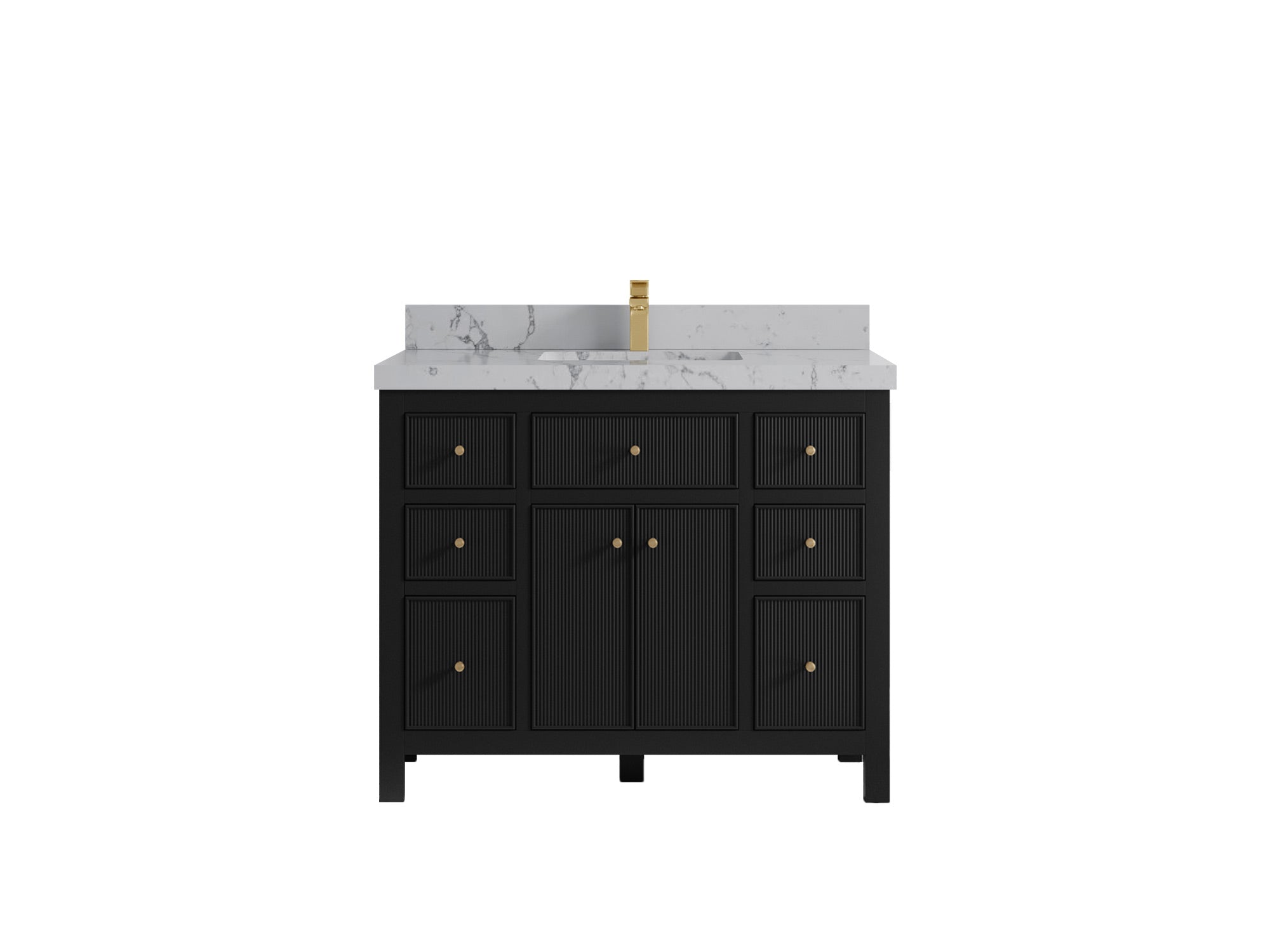 Sonoma 42 in. W x 22 in. D Single Sink Bathroom Vanity in Black with 2 in. Venatino Quartz Countertop