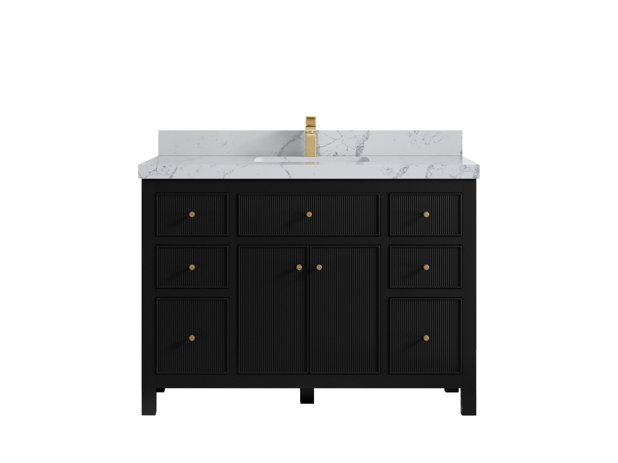 Sonoma 48 in. W x 22 in. D Single Sink Bathroom Vanity in Black with 2 in. Venatino Quartz Countertop