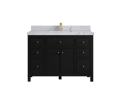 Sonoma 48 in. W x 22 in. D Single Sink Bathroom Vanity in Black with 2 in. Venatino Quartz Countertop