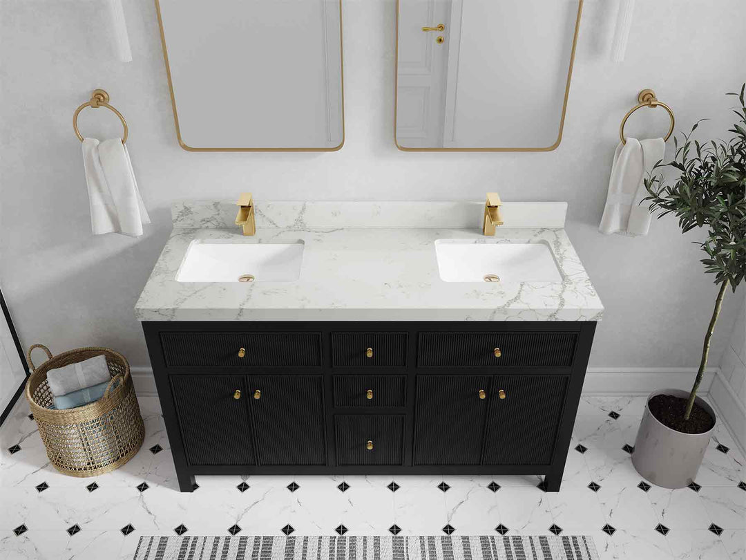 Sonoma 60 in W x 22 in D Free Standing Reeded Double Sink Bathroom Vanity | 
              
                Black
                
                  
             - SON_BLK_WHQZ_60D - photo №40