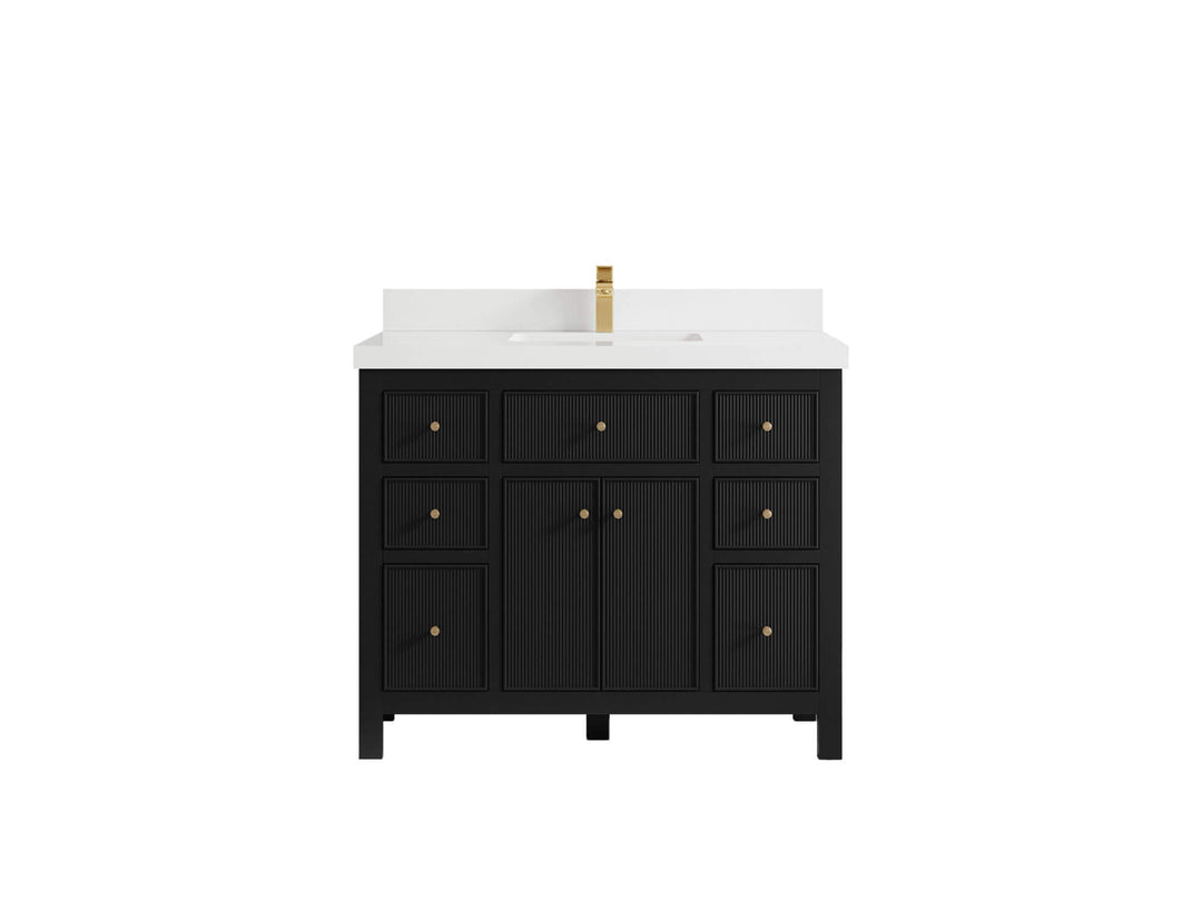 Sonoma 42 in. W x 22 in. D Single Sink Bathroom Vanity in Black with 2 in. White Quartz Countertop
