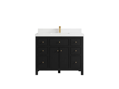 Sonoma 42 in. W x 22 in. D Single Sink Bathroom Vanity in Black with 2 in. White Quartz Countertop