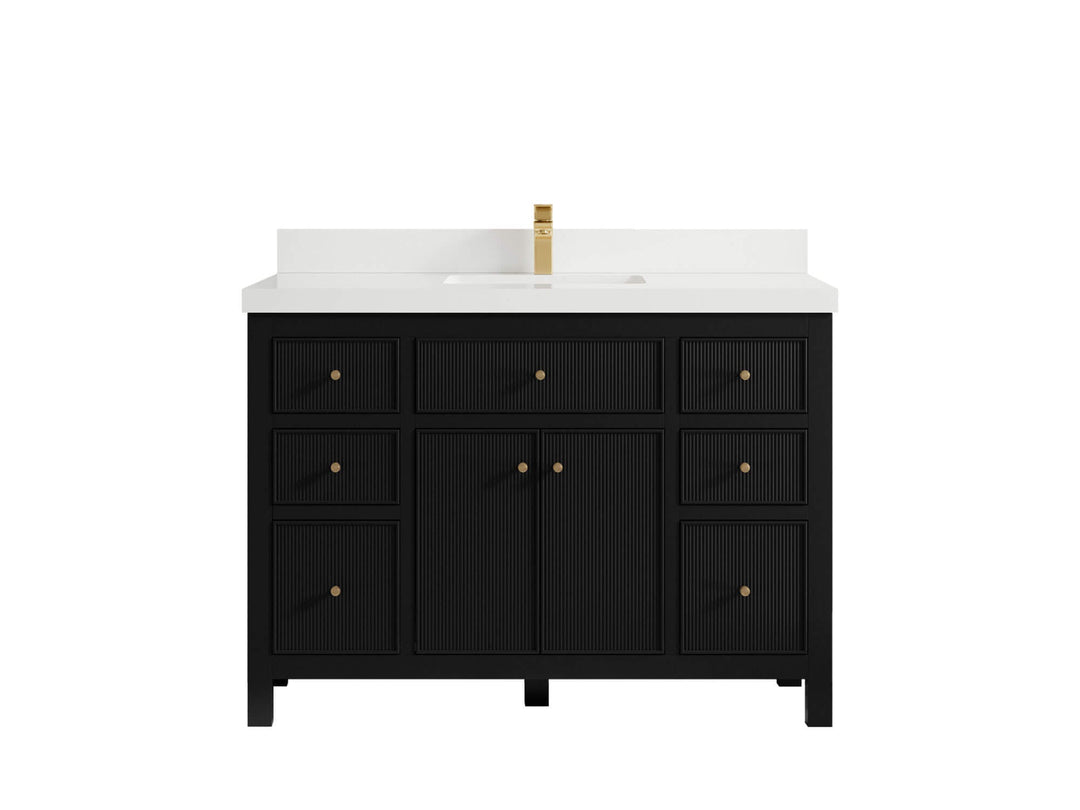 Sonoma 48 in. W x 22 in. D Single Sink Bathroom Vanity in Black with 2 in. White Quartz Countertop