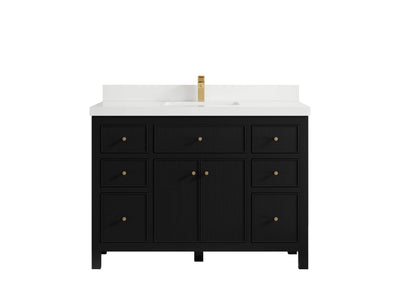 Sonoma 48 in. W x 22 in. D Single Sink Bathroom Vanity in Black with 2 in. White Quartz Countertop