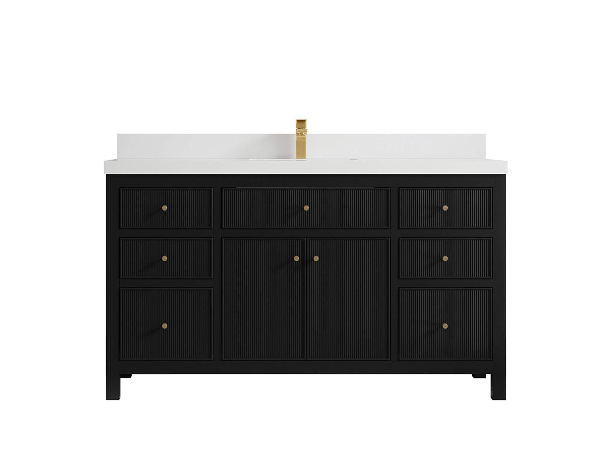 Sonoma 60 in W x 22 in D Free Standing Reeded Single Sink Bathroom Vanity