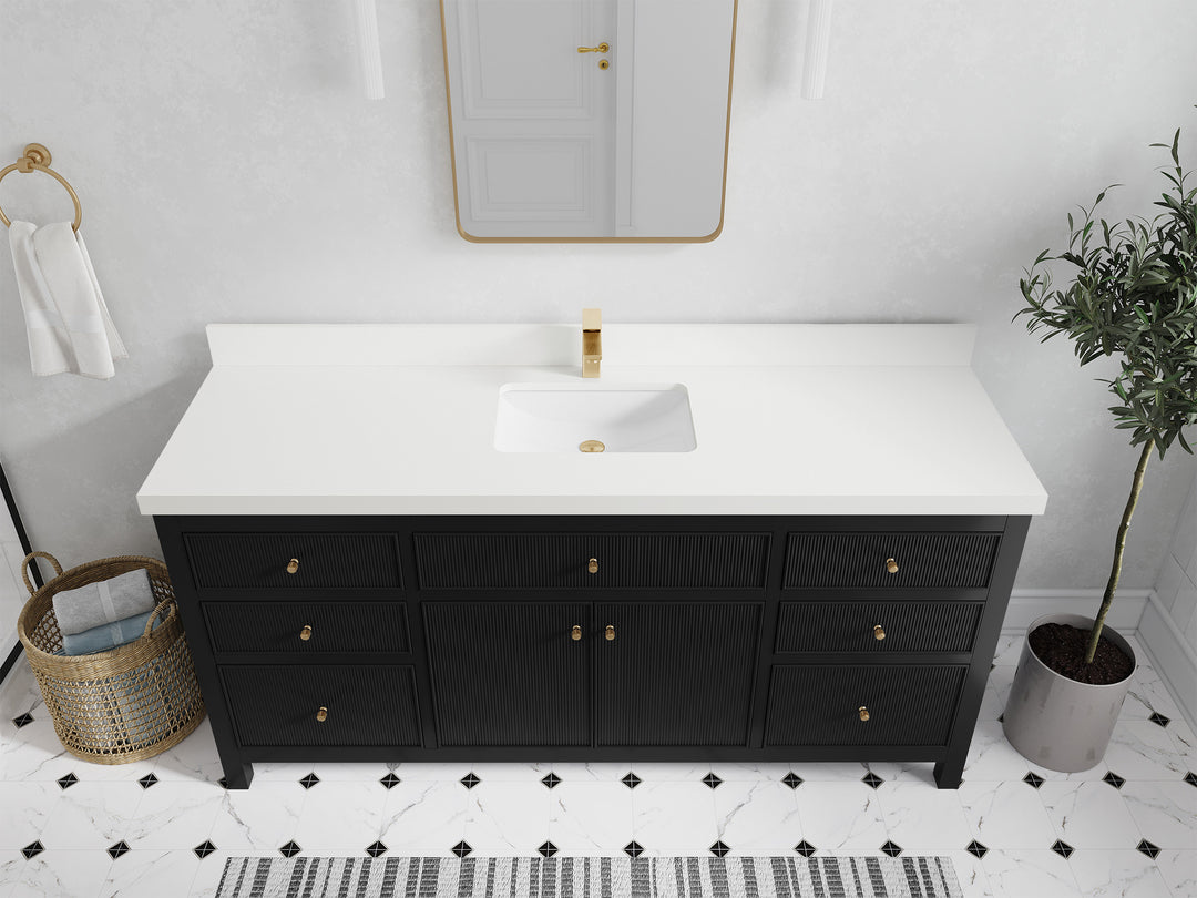 Sonoma 72 in W x 22 in D Free Standing Reeded Single Sink Bathroom Vanity