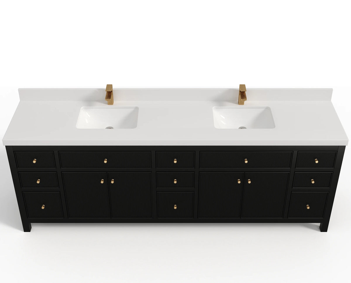 Sonoma 96 in W x 22 in D Free Standing Reeded Double Sink Bathroom Vanity