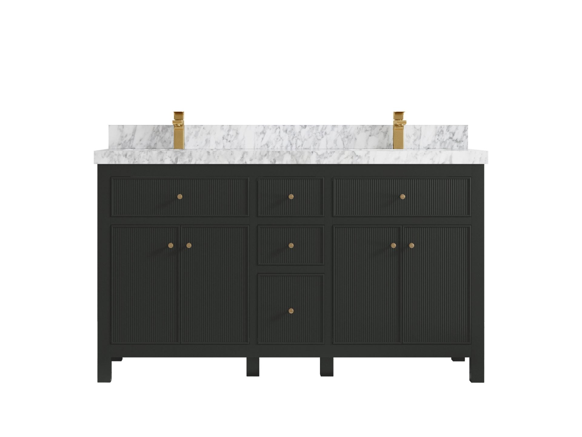 Sonoma 60 in W x 22 in D Free Standing Reeded Double Sink Bathroom Vanity