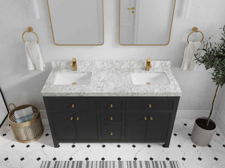 Sonoma 60 in W x 22 in D Free Standing Reeded Double Sink Bathroom Vanity - photo 11