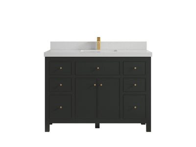 Sonoma 48 in. W x 22 in. D Single Sink Bathroom Vanity in Black Top with 2 in. Carrara Quartz Countertop