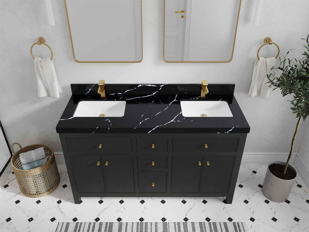 Sonoma 60 in W x 22 in D Free Standing Reeded Double Sink Bathroom Vanity