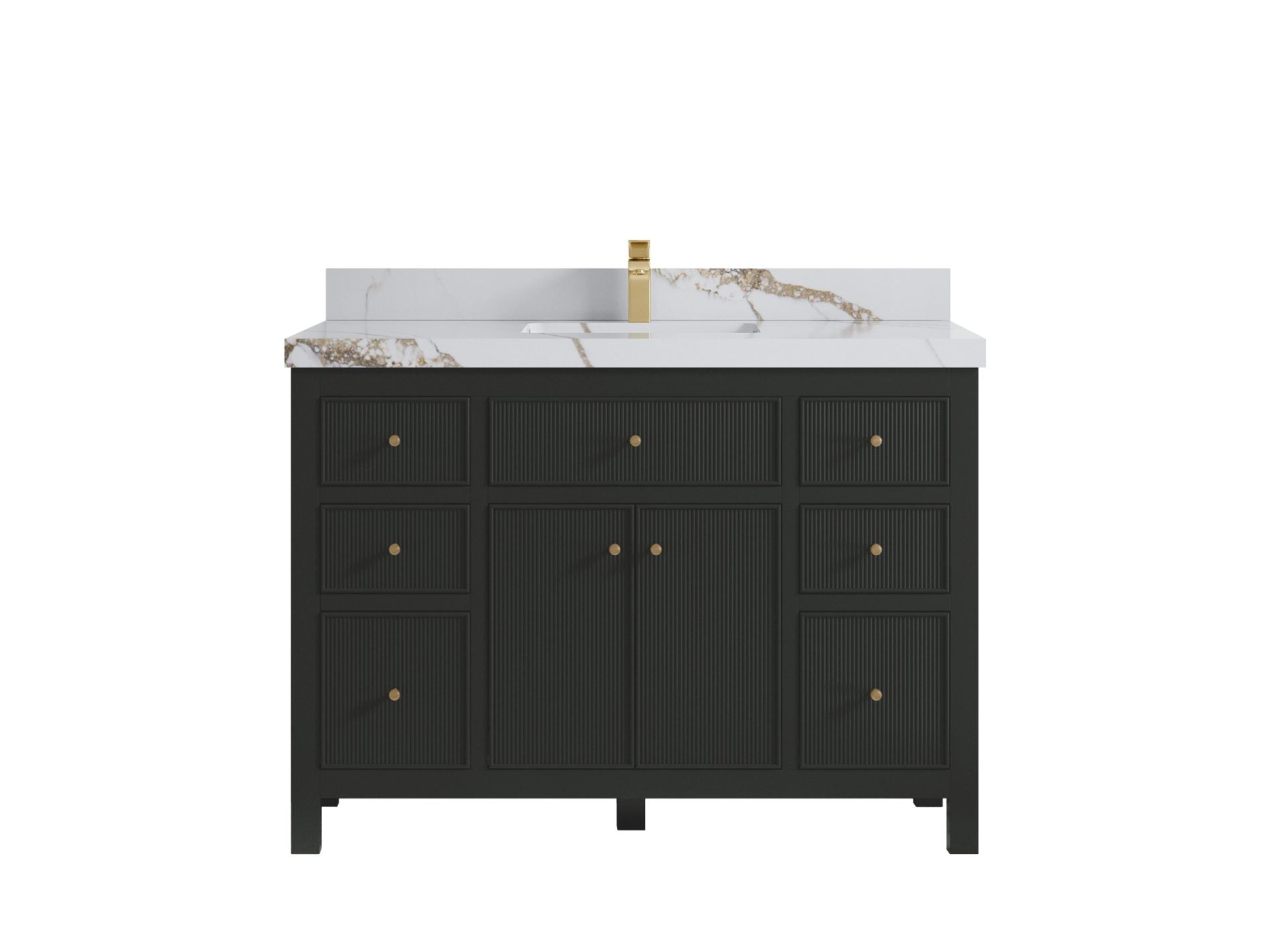 Sonoma 48 in. W x 22 in. D Single Sink Bathroom Vanity in Black Top with 2 in. Calacatta Gold Quartz Countertop