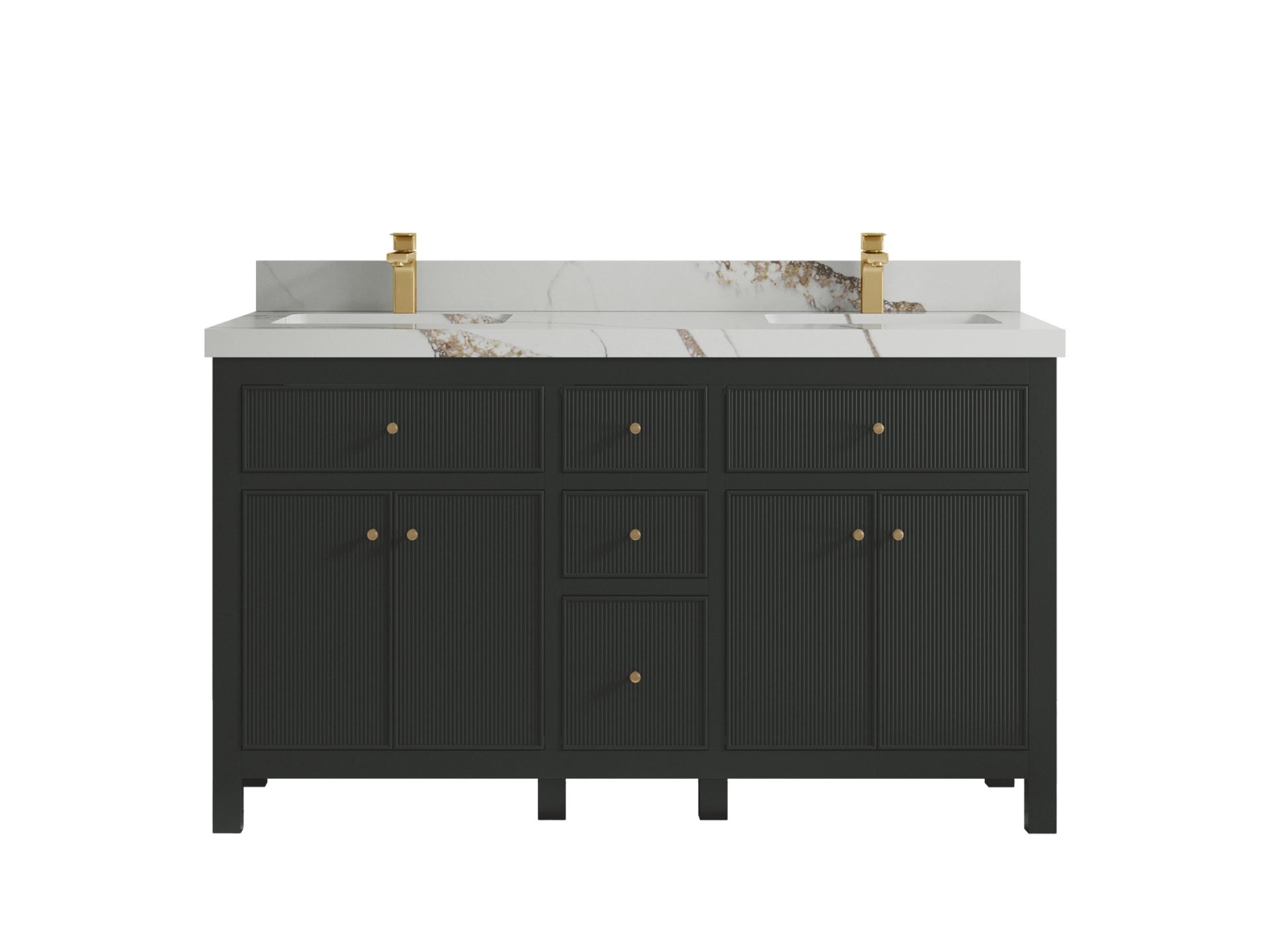 Sonoma 60 in W x 22 in D Free Standing Reeded Double Sink Bathroom Vanity