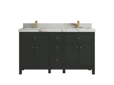 Sonoma 60 in W x 22 in D Free Standing Reeded Double Sink Bathroom Vanity