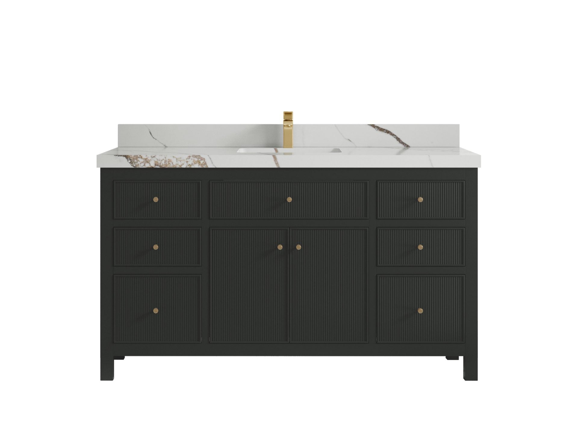 Sonoma 60 in W x 22 in D Free Standing Reeded Single Sink Bathroom Vanity