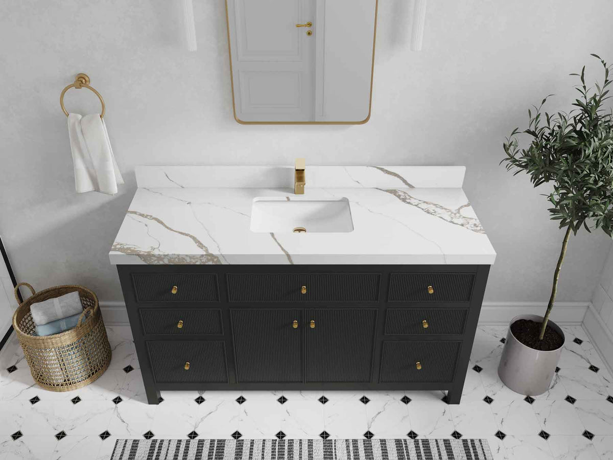 Sonoma 60 in W x 22 in D Free Standing Reeded Single Sink Bathroom Vanity