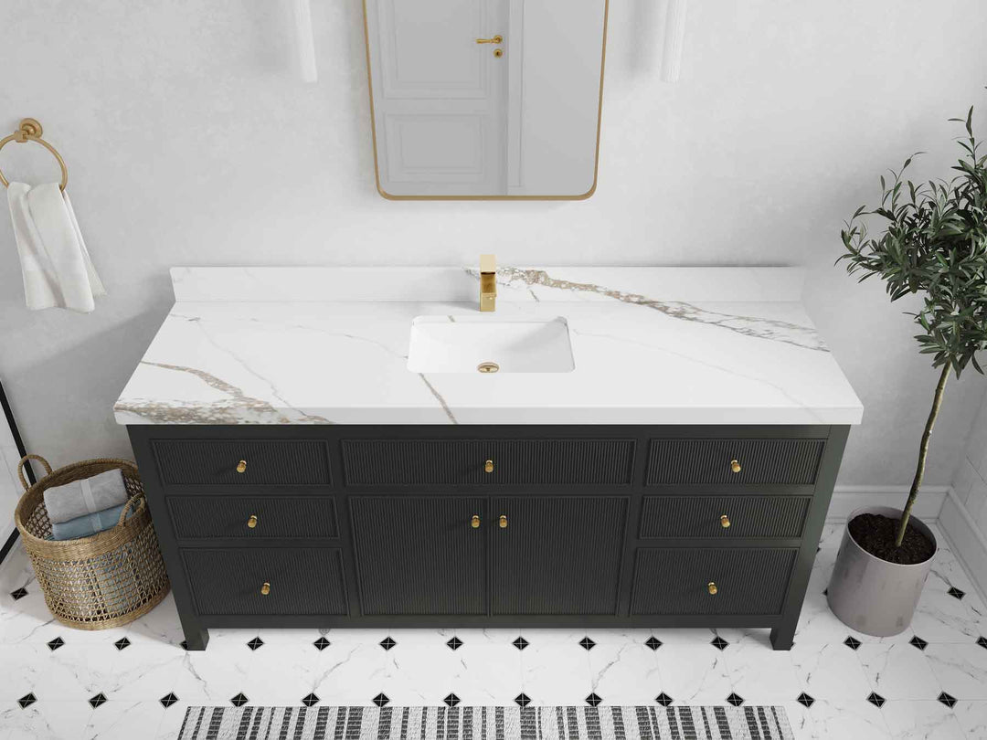 Sonoma 72 in W x 22 in D Free Standing Reeded Single Sink Bathroom Vanity