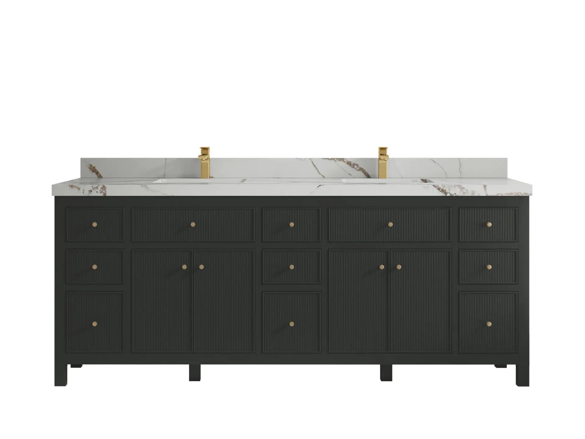 Sonoma 84 in W x 22 in D Free Standing Reeded Double Sink Bathroom Vanity