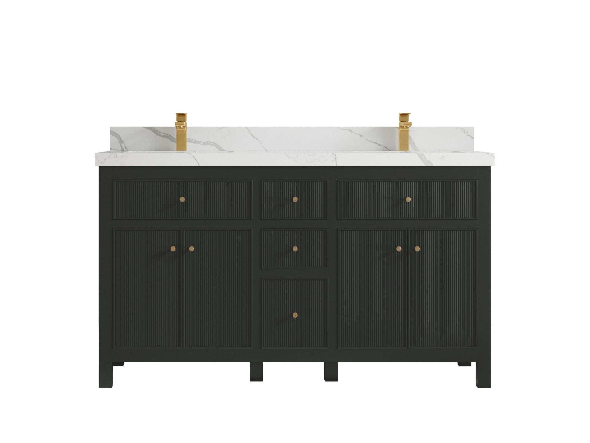 Sonoma 60 in W x 22 in D Free Standing Reeded Double Sink Bathroom Vanity