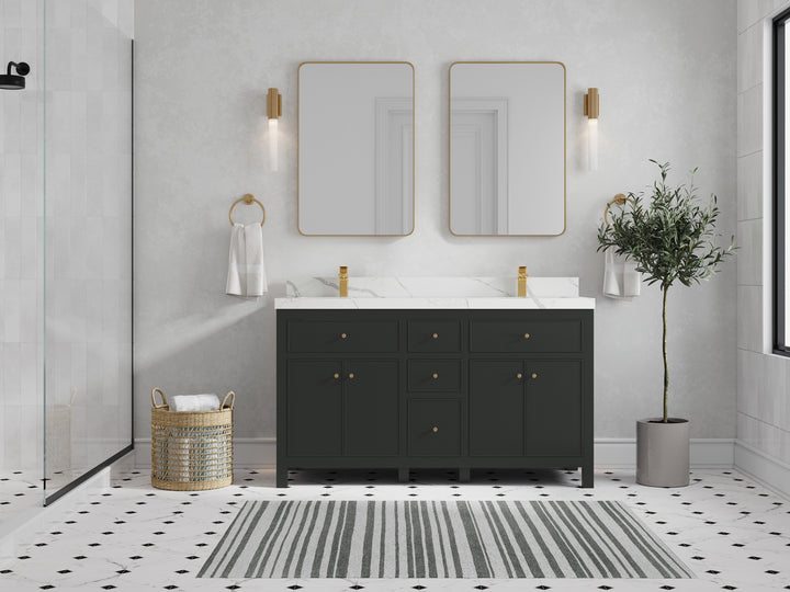 Sonoma 60 in W x 22 in D Free Standing Reeded Double Sink Bathroom Vanity - photo 4